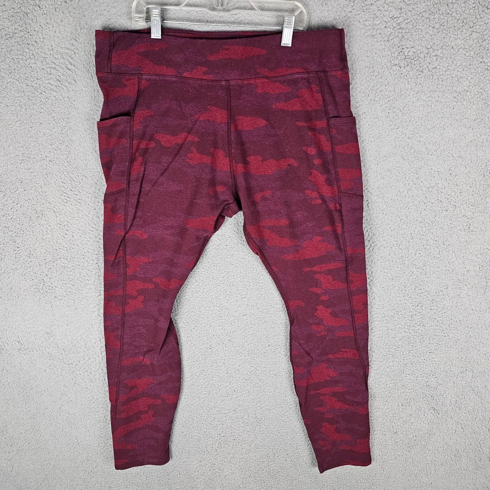 Pact Leggings Womens XXL Burgundy Camo Go-To Pocket Organic Cotton Activewear